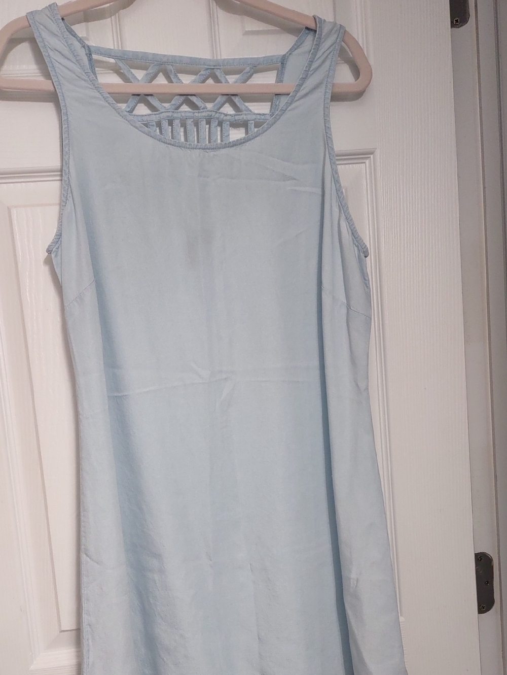 Heart Soul Light Blue Sleeveless Midi Dress with Lattice Back